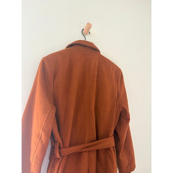 A New Day Wool Belted Overcoat XXL Brown Notched Lapel Long Jacket Coat - Picture 11 of 13